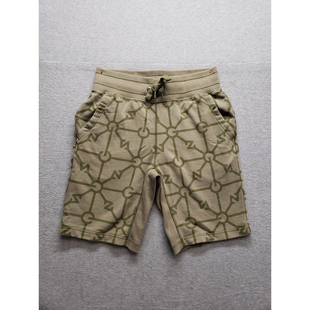 G Star Raw Men Sweat Short S Green Geometric Drawstring Pockets Mid Rise Comfort